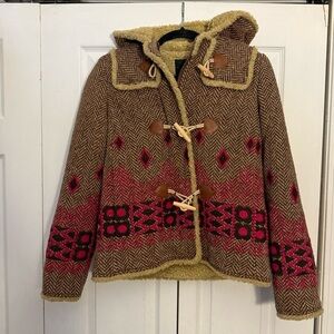 Anna Sui Wool Embroidered Art to Wear Cozy Hooded Zip Jacket 2